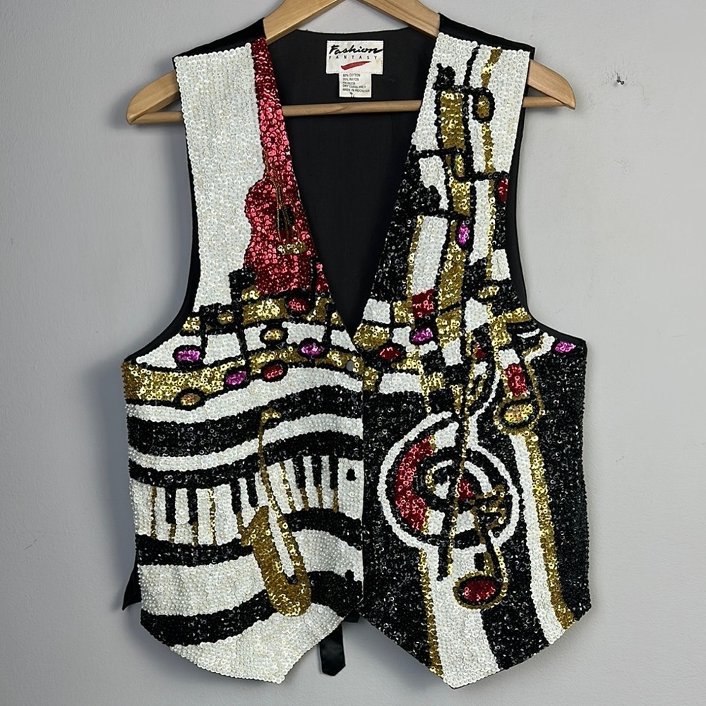 Vintage 1990’s Fashion Fantasy Jazzfest Musical Bedazzled Sequins Beaded Unisex - Picture 1 of 16